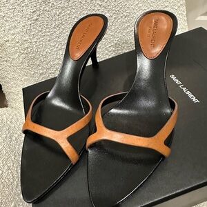 Yves Saint Laurent Black and Tan Heels